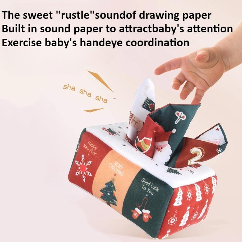Christmas Baby Montessori Toys Baby Tissue Box Toy for Babies Christmas Party Favor for Boys Girls Stocking Stuffers Gifts