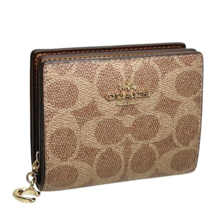 New COACH Coated Canvas Wallet Mini Women's Tan CW789-IMXHE