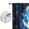 2pcs Under the Moon Wolf King Rose Curtain - Artistic Home Decoration Curtains, All Season Decorative Curtains