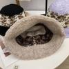 Mohair Wool Knitted Bucket Hat Women's Simple Contrasting Color Hat Waist Fashionable Retro Versatile Fisherman Hat