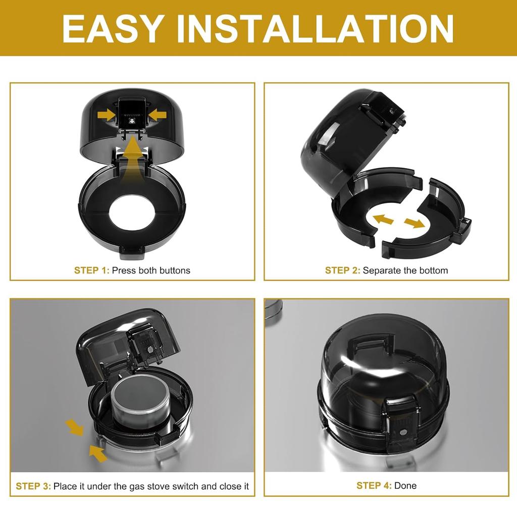 5-Pack Stove Knob Covers for Child Safety - Universal Size Gas Stove Knob Covers with Adhesive, Heat-Resistant Baby Proof Stove Knob Covers, Dual-Key