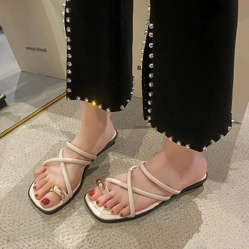 Off White Outside Flat Woman Slippers Sexy Open Toe On Beach Low Heel Job Shoes For Women Sandals Slides Fashion I Sale Pvc Shoe