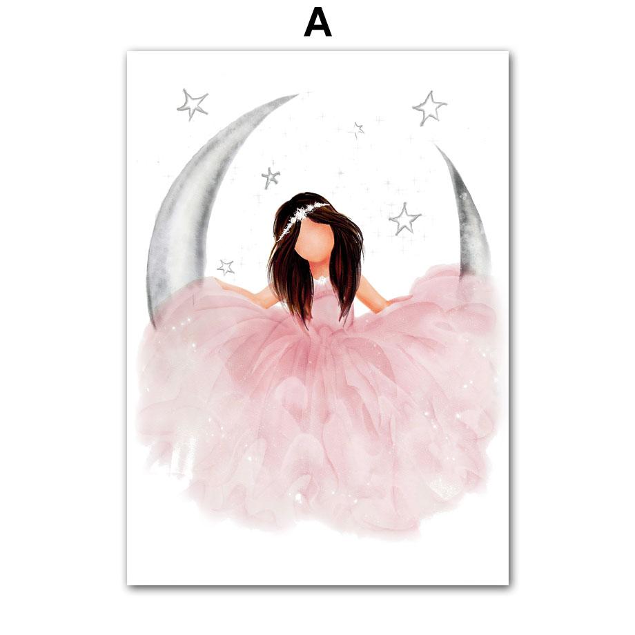 Princess Girl Castle Crown Carriage Magic Wand Wall Art Canvas Painting Cartoon Posters And Prints Pictures Girl Kids Room Decor