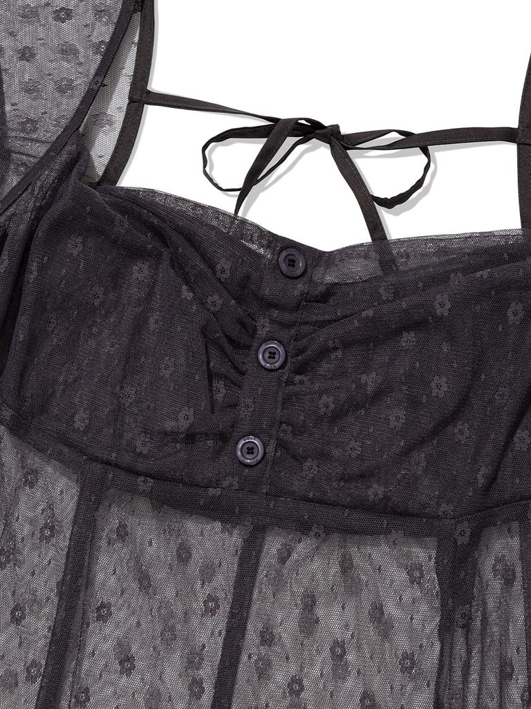Eogeulliswedou Flower Mesh Dress (Charcoal)