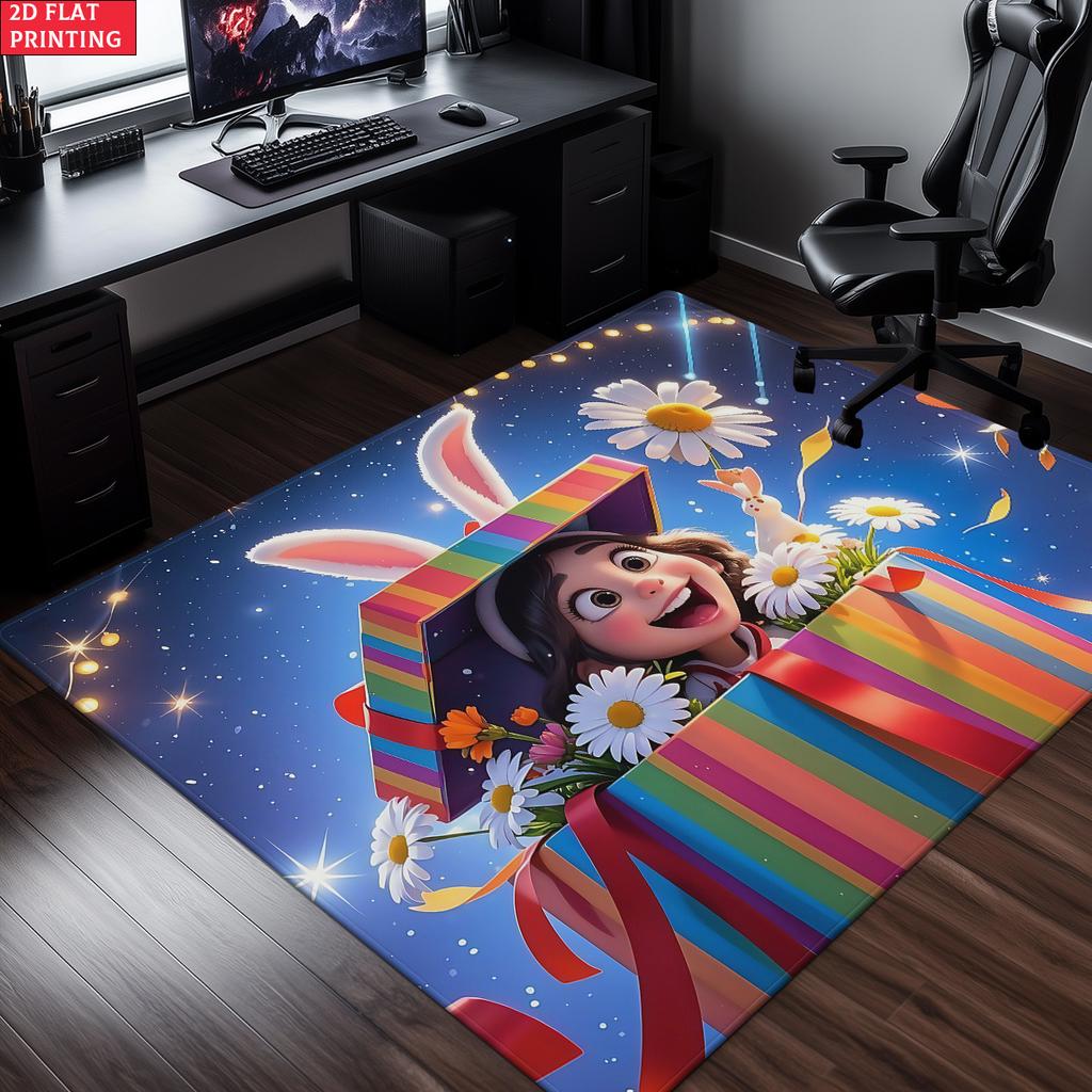 Easter Bunny Excavator Large Room Carpet Non Slip Cartoon Kids Bedroom Living Room Floor Mat Home Decor Children's Play Carpet
