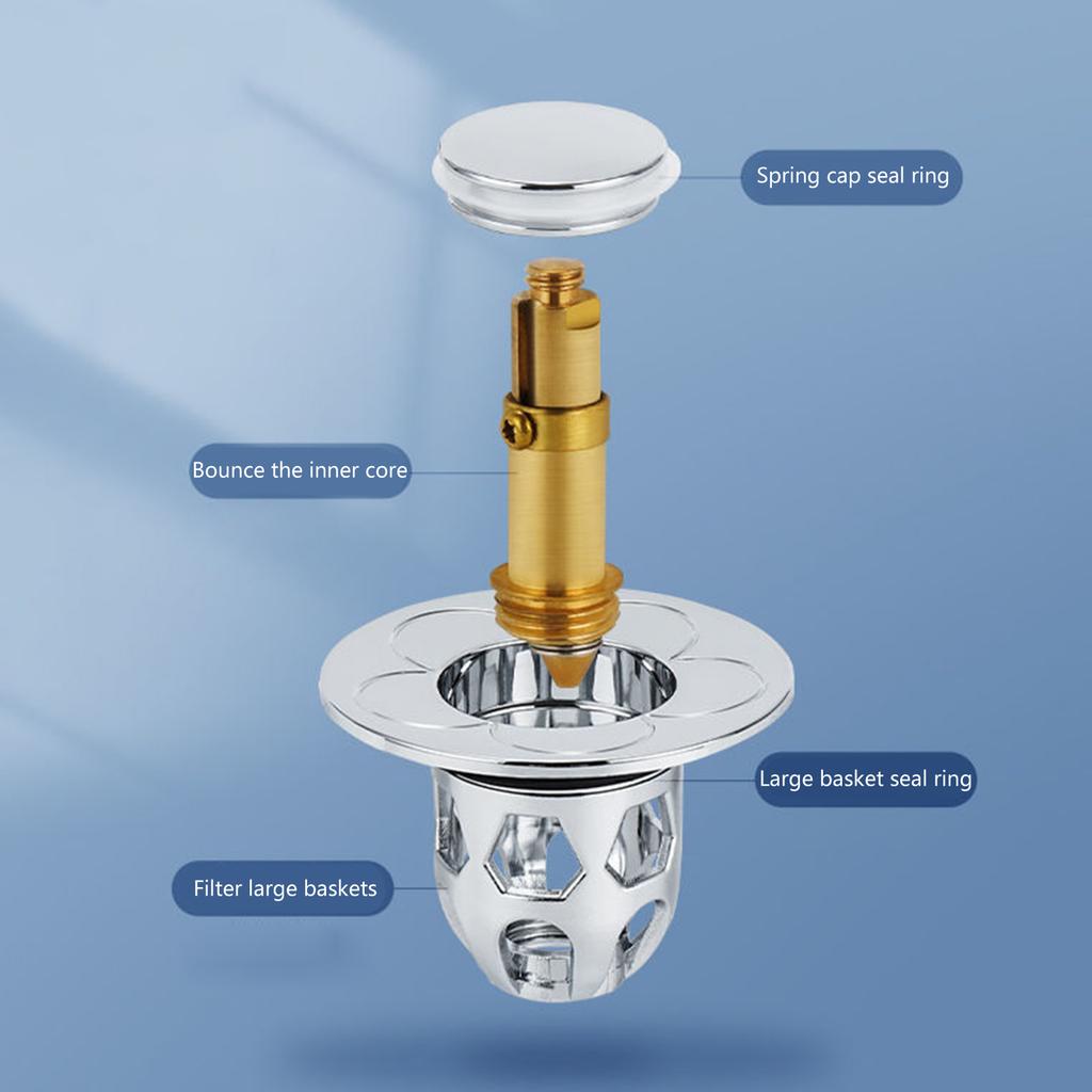 Upgraded Sink Plug Universal PopUp Drain Strainer Drain Fitting Plug Sink for Countertop Sink Bath Plug Drain Plug