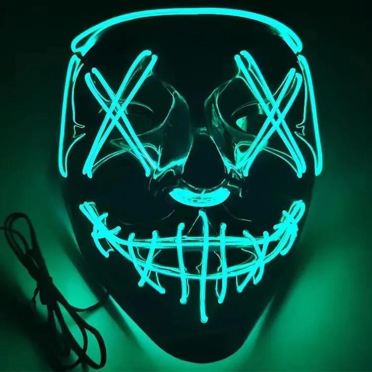 Wireless Scary Glowing Mask LED Luminous Purge Mask Halloween Horror Neon Light Up Cosplay Party Mask Fstival Costume Supplies