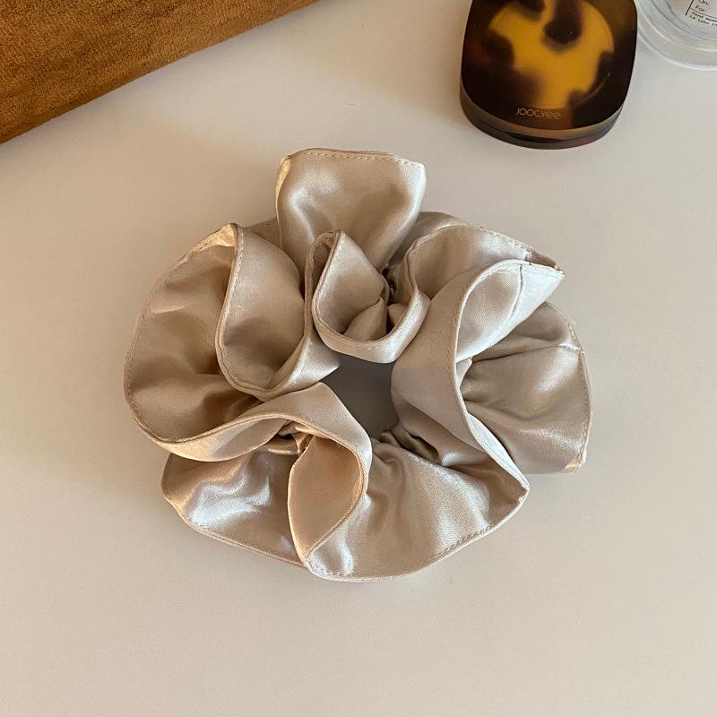 Korean Style Brown Satin Double Layer Scrunchie for Women - Elegant Bun Hair Tie Accessory