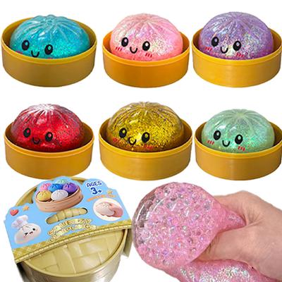 Juguete Antiestrés de Bollo Brillante Bolas Blandas para Alivio del Estrés con Vaporera Reutilizable Juguetes de Rebote para Apretar Bola de Masa Regalos
