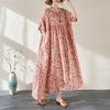 Kurzarm Plus-Size-Baumwolle im Vintage-Stil mit Blumenmuster, neu in Kleidern für Damen, lässiges, lockeres, langes Sommerkleid