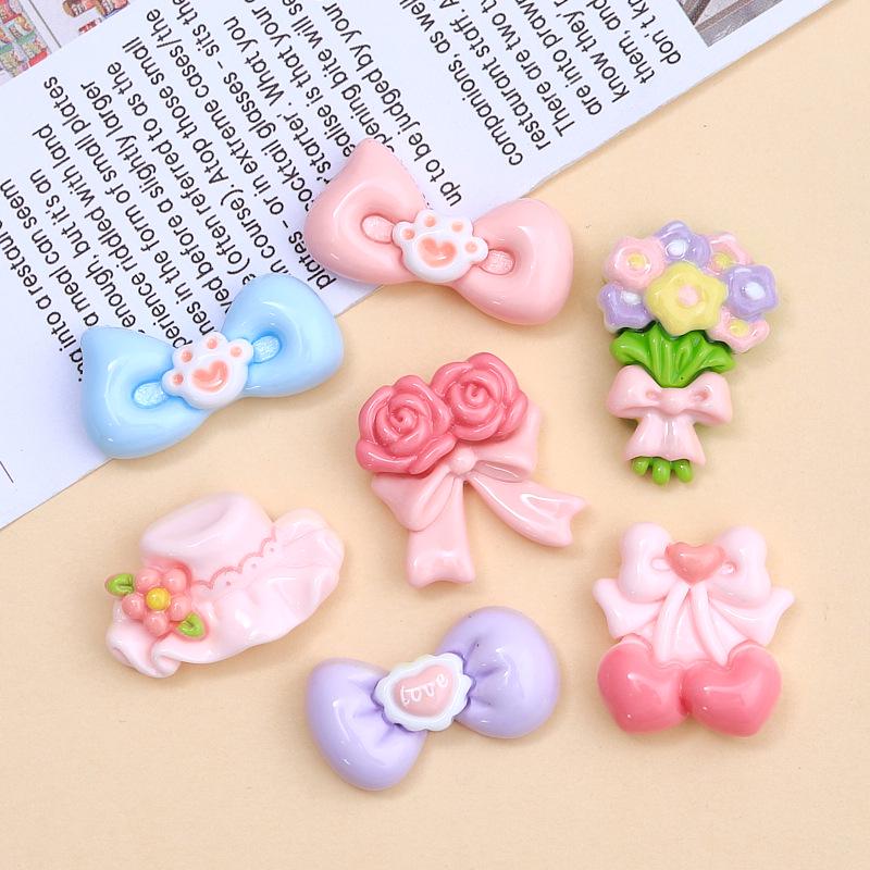Powder Floral Bow Tie Charm: DIY Resin Hair Clip & Crocs Accessory