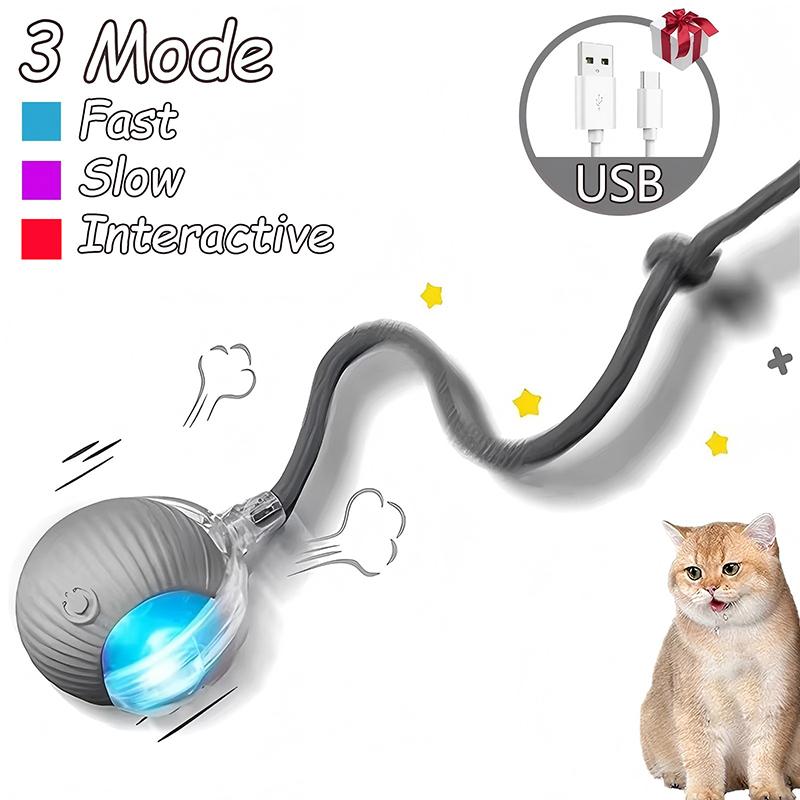 

Интерактивные игрушки-мячи для кошек, автоматический катящийся мяч, искусственный хвост, перезаряжаемая умная электрическая игрушка для питомцев, дрессировка собак и кошек, имитация мыши серый