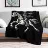 1Pc Skeleton Riding Horse Throw Thin Blanket Printed Gifts For Couch Home Pop Arts For Corn Drink Flowers Lovers All Season Use