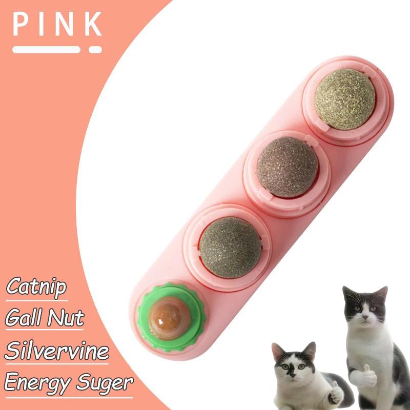 Natural Catnip Toys Silvervine Balls Teeth Cleaning Dental Wall Treats Extra Cat Energy Ball Edible Cat Lick Healthy Kitten Chew