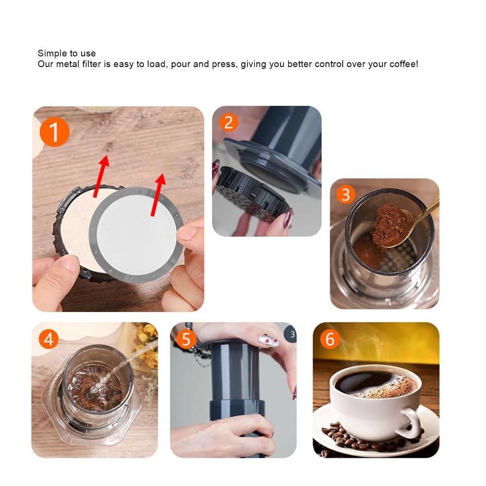 Stainless Steel Reusable Coffee Filter French Press Filter  For French Press Coffee Maker 2#