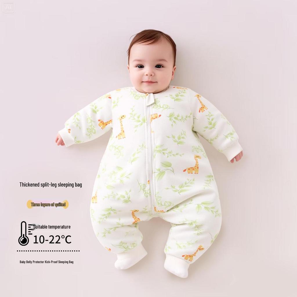 2025 A/W Baby Anti-Kick Pure Cotton Sleep Bag - Thick, Warm, Split-Leg Pajamas