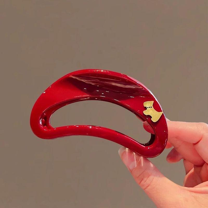 1pc New Ankela Red Headpiece with Red Grab Clip, High End Large Hair Volume, Shark Clip, Back of Head Hair Grab