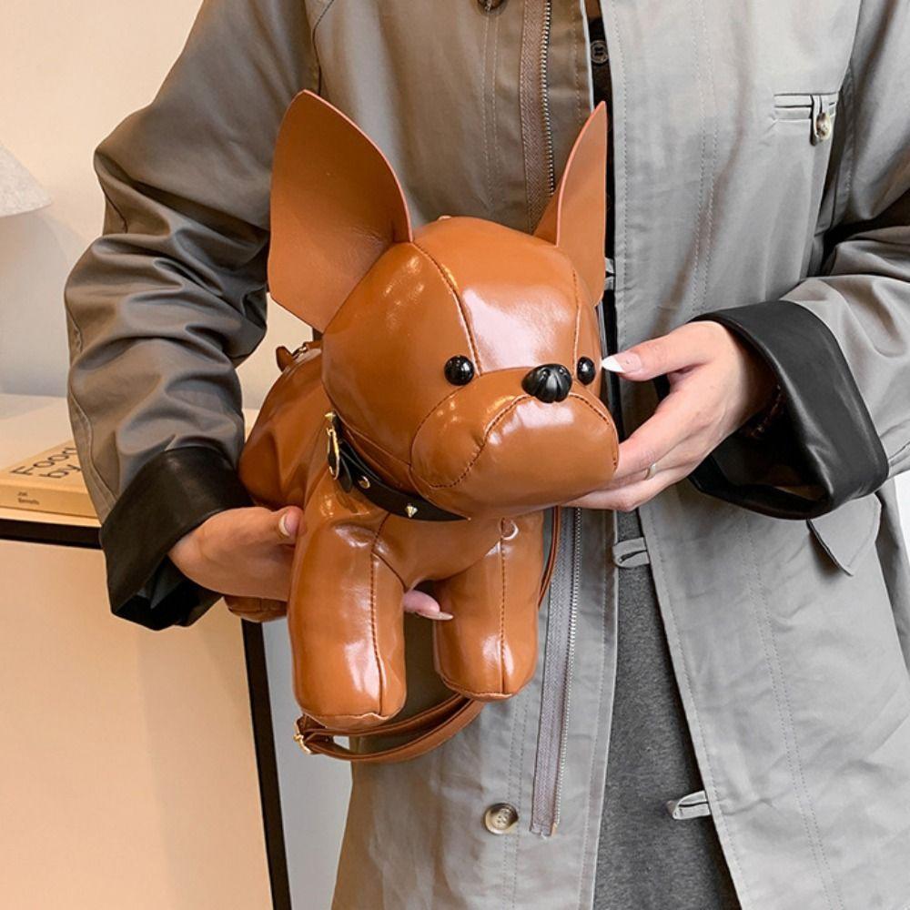 Pu Leather Bulldog Dog Bag Bulldog Shape Cartoon Crossbody Bag Fashion Animals Shoulder Bag Girls
