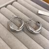 K real gold electroplated silver needle round double-layer stud earrings casual fashion commuting versatile earrings light luxury niche earrings