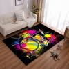 Buntes Trommelset Splash Art Teppich mit lebendigem schwarzem Hintergrundstil Geeignet für den Einsatz als rutschfester Teppich für Wohnzimmer, Schlafzimmer, Sofas