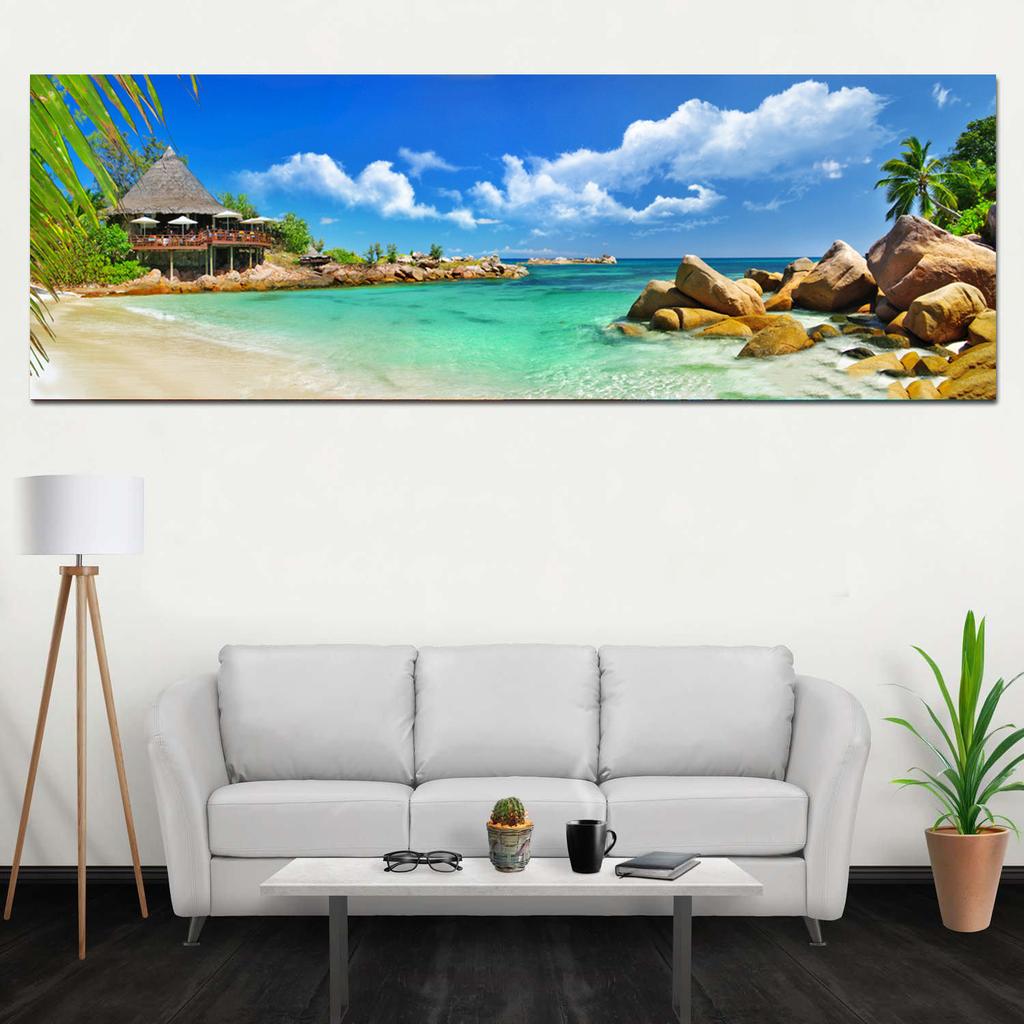 Krajina Pláž Jezero Hora Obraz na plátně Severská příroda Plakáty a obrazy Nástěnné umění Obývací pokoj Home Decor Bez rámu Bez rámu