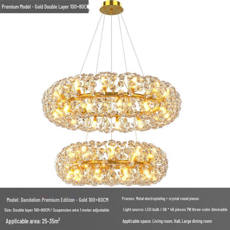 Modern Crystal Dandelion Chandelier for Living Room, Bedroom, or Dining Room - 2025 Style