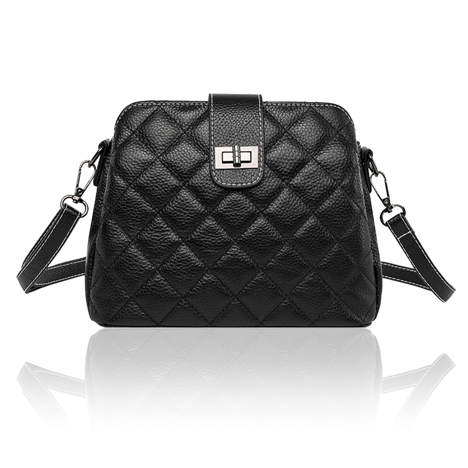 

Shoulder bag for genuine large quilted mini shoulder casual mini bag [haroi] women, crossbody, leather, small, lightweight, capacity, bag, bag, bag, чорний