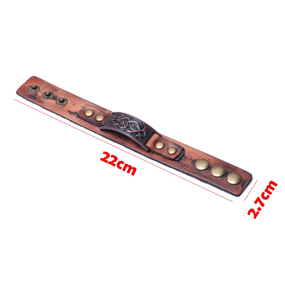 Men Women  Wide Alloy Buckle Punk Snap Bracelet Cuff Bracelet Wrap Bangle Leather Wristband