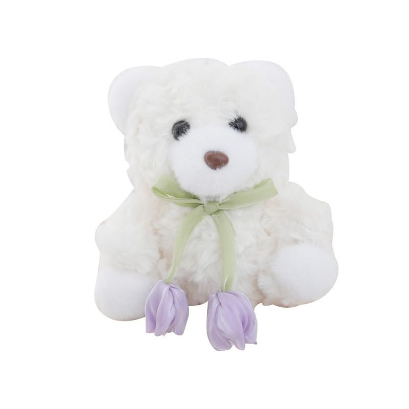 Plush Flower Bear Keychain With Soft Pp Cotton For Women And Girls