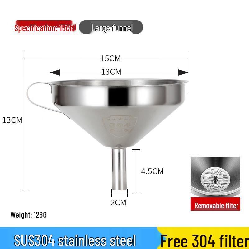 15cm 304 Stainless Steel Funnel with Filter