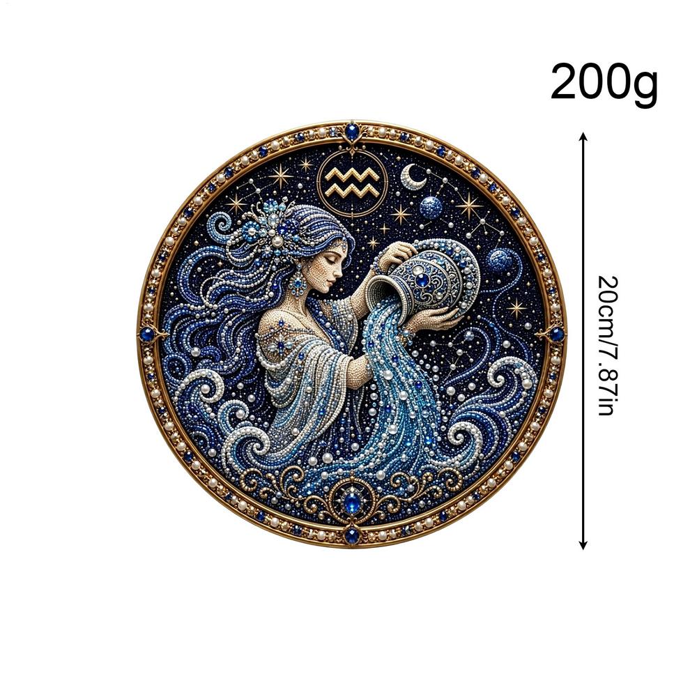 11 Zodiacs Signs Pearl Art Kit Round Constellation Themed DIY Beaded Artwork Astrology Wall Decor Craft Set for Zodiacs Lovers