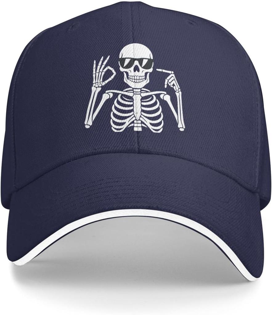 Skeleton OK Sign Sunglasses Baseball Cap Funny Viral Slang Adjustable Adult Unisex Summer Hat