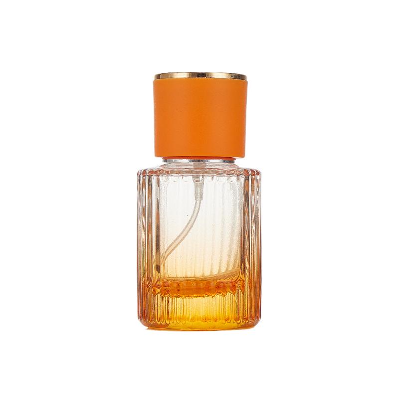 Vertical Gradient Stripe Glass Perfume Bottle - Aesthetic Spray Decanter for Essential Oils and Cosmetics