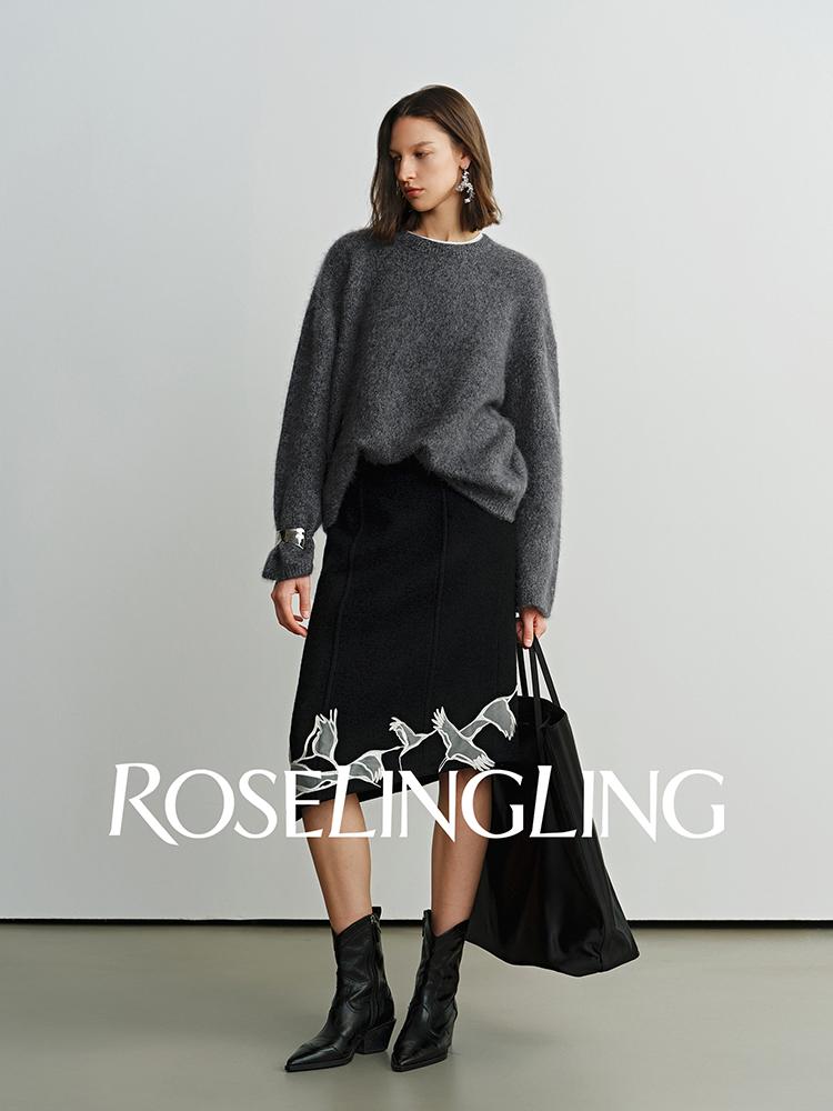 2026 Women's Loose Knit Pullover - Wool, Mulberry Silk, Cashmere Sweater with Brushed Yarn