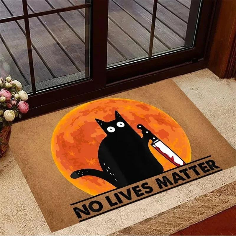 Funny Cat Door Mat with Humorous Quotes and Unique Designs Decorative Floor Protector for Home Entrance and Living Room
