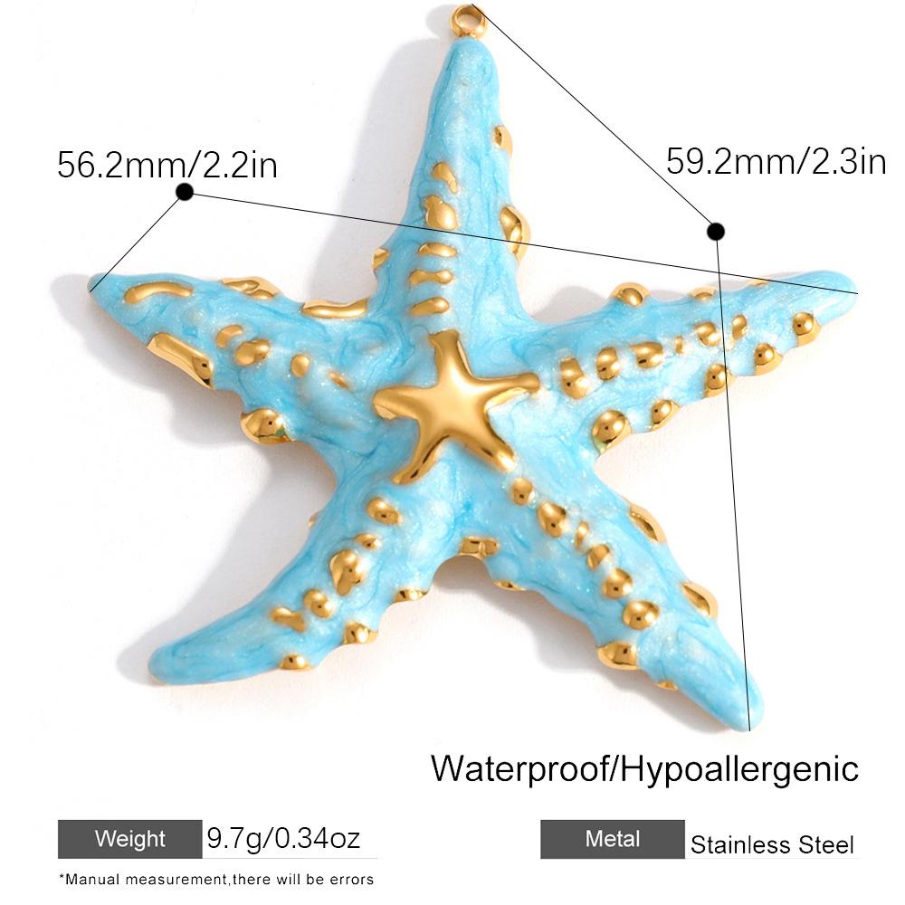 Sommer Meeresstil Bunter Muschel Seestern Anhänger 18K Vergoldeter Edelstahl Geschenk Schmuck