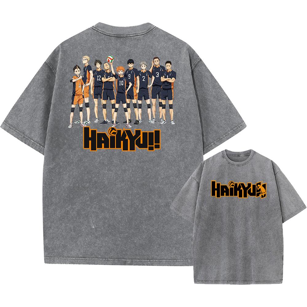 Anime Haikyuu!! Volleyball Hinata Shoyo Graphic Washed T Shirt Men Women Manga Tshirts Casual Loose T-shirt Harajuku Cotton Tops