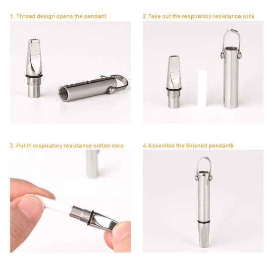 Mindfulness Breathing Necklace Stainless Steel Anxiety Breathe Necklace for Women Men Meditation Tuning Whistle Necklace for Stress Relief