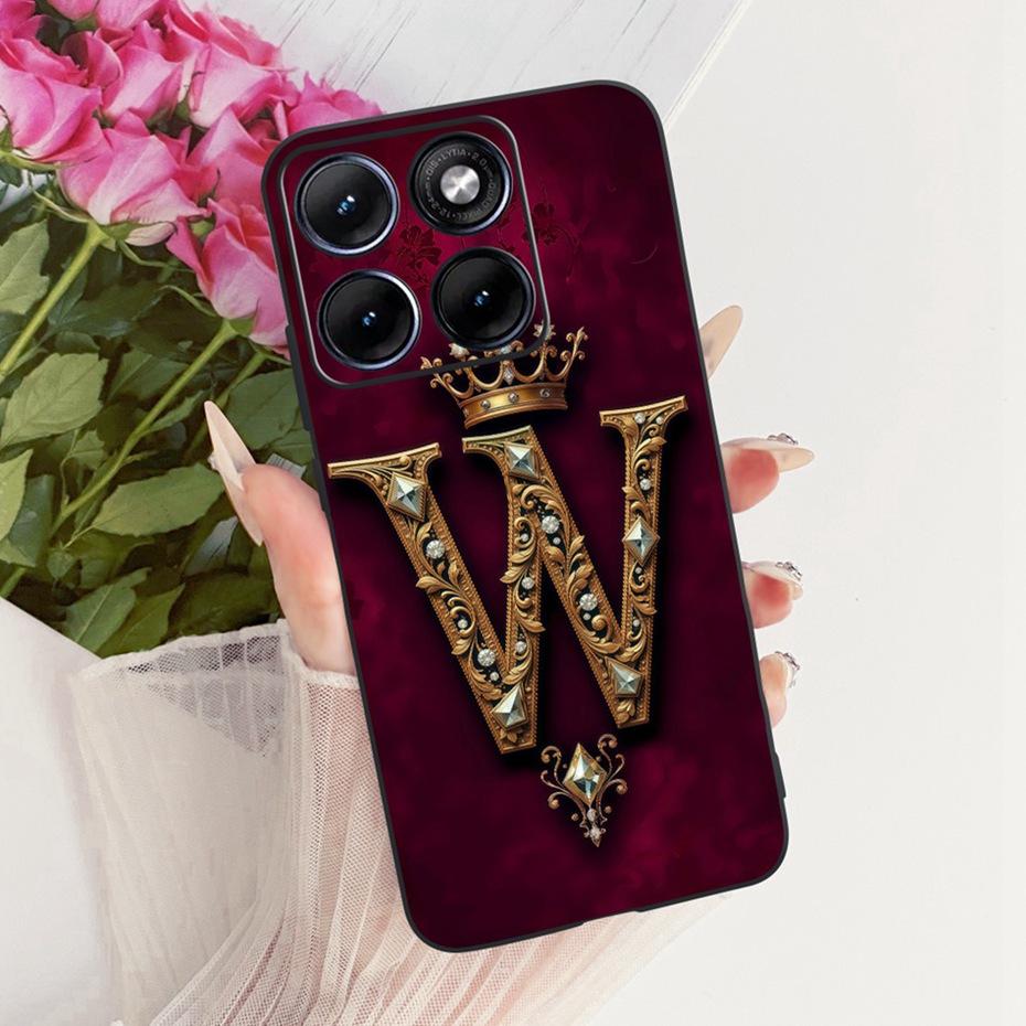 Modische Krone Buchstabenhülle Für Motorola Edge 70 Fusion Weiche Schwarze Silikon-Rückseite Für Motorola Edge70 Fusion 5G Handyhüllen