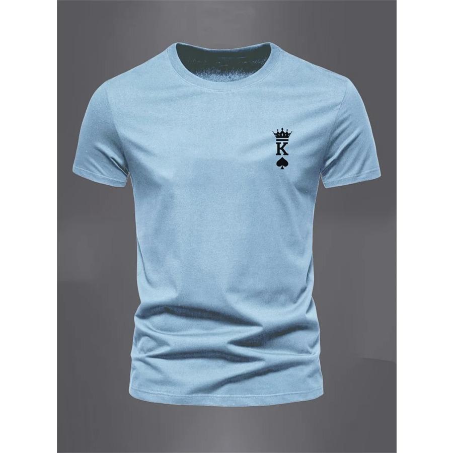 

Хлопок Мужская летняя свободная посадка 100% хлопок узор K король принтованная футболка Топы S