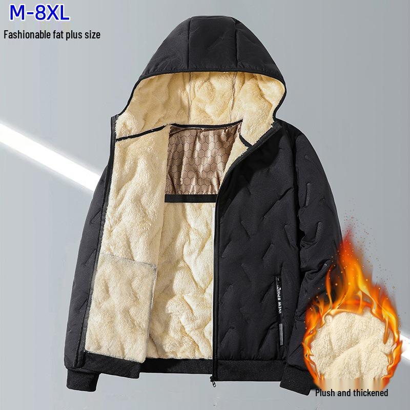 Men's Winter Plus-Size Velvet-Lined Graphene Cotton Jacket