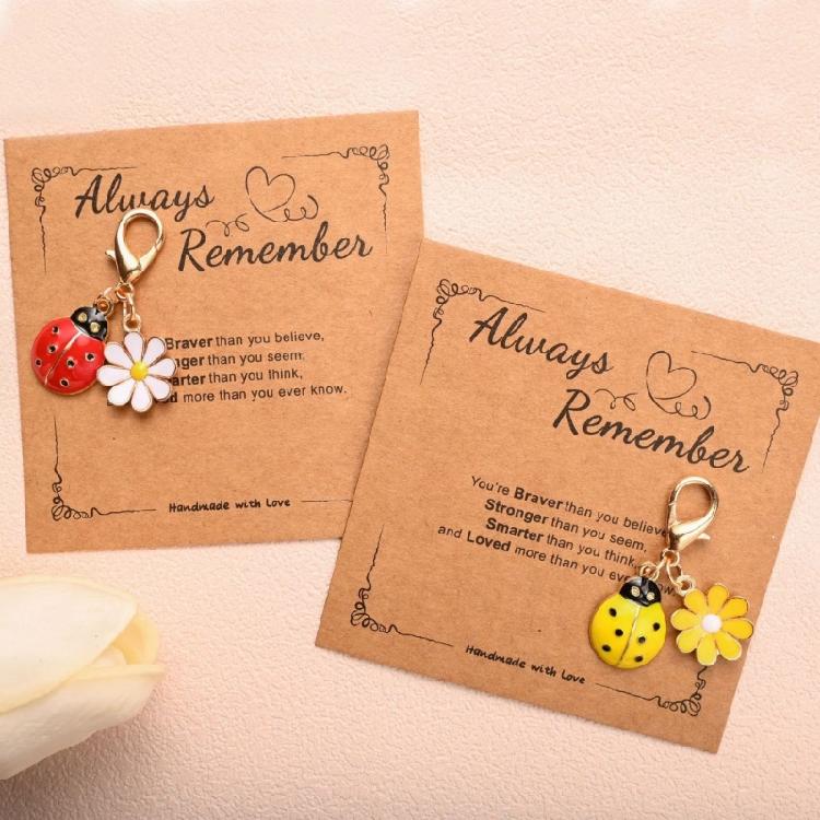 10pcs Ladybird Keychain With Daisy Accent Zinc Alloy Cute Animal Flower Theme Key Ring Pendant Accessories