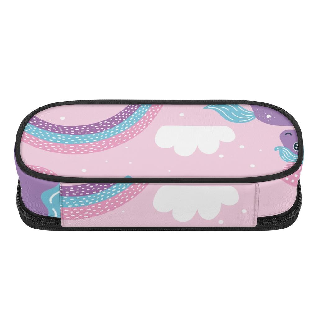 Pencil Bag Spacious Storage Wear Resistant Polyester Zipper Closure with Mesh Pocket Removable Divider and Pen Slots for Students