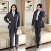 **Deep Gray Plus Size Women's Suit Jacket: Spring/Autumn Professional Formal Wear Set**