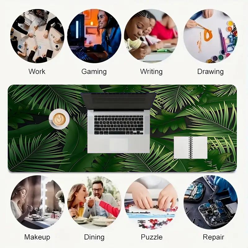 1PC tropical leaves Oversized Mouse Pad - Non-Slip Rubber Base Perfect for Office School Esports Home Decor Desk Mat 269A