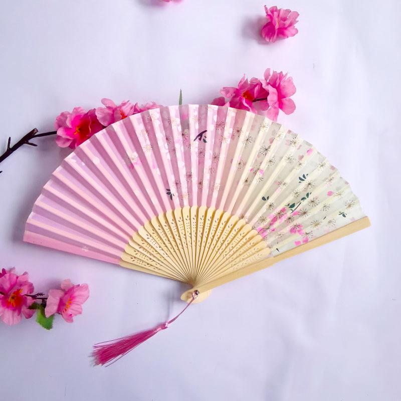 Vintage Bamboo Silk Women's Folding Fan - Portable Dance Gift