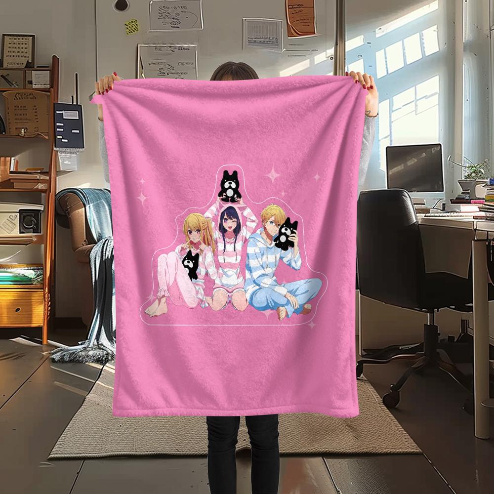 1pz Coperta in Flanella con Stampa Oshi No Ko, Alta Qualità per Tutte le Stagioni, Decorazione per la Casa, Calore e Comfort, Perfetta per Regali di Natale