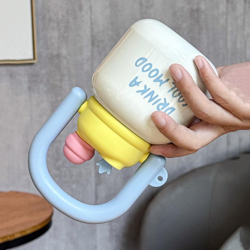 Portable Thermos Cup Stainless Steel Vacuum Flask Cold&Hot Sport Cup with Handle Car Cup Thermal Travel Mug Coffee Insulated Cup