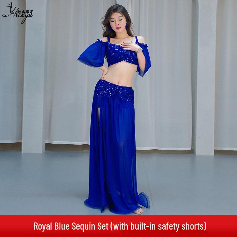 

2025 Лето Сексуальный Расшитый Блестками Высококлассный Комплект для Танца Живота – Костюм для Практики и Выступлений Medium