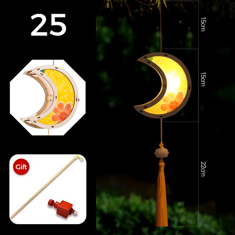 Mid-autumn Portable Lantern With Tassel Waterproof Chinese Antique Wood Carving Palace Light Lamp New Year Spring Festival Decor